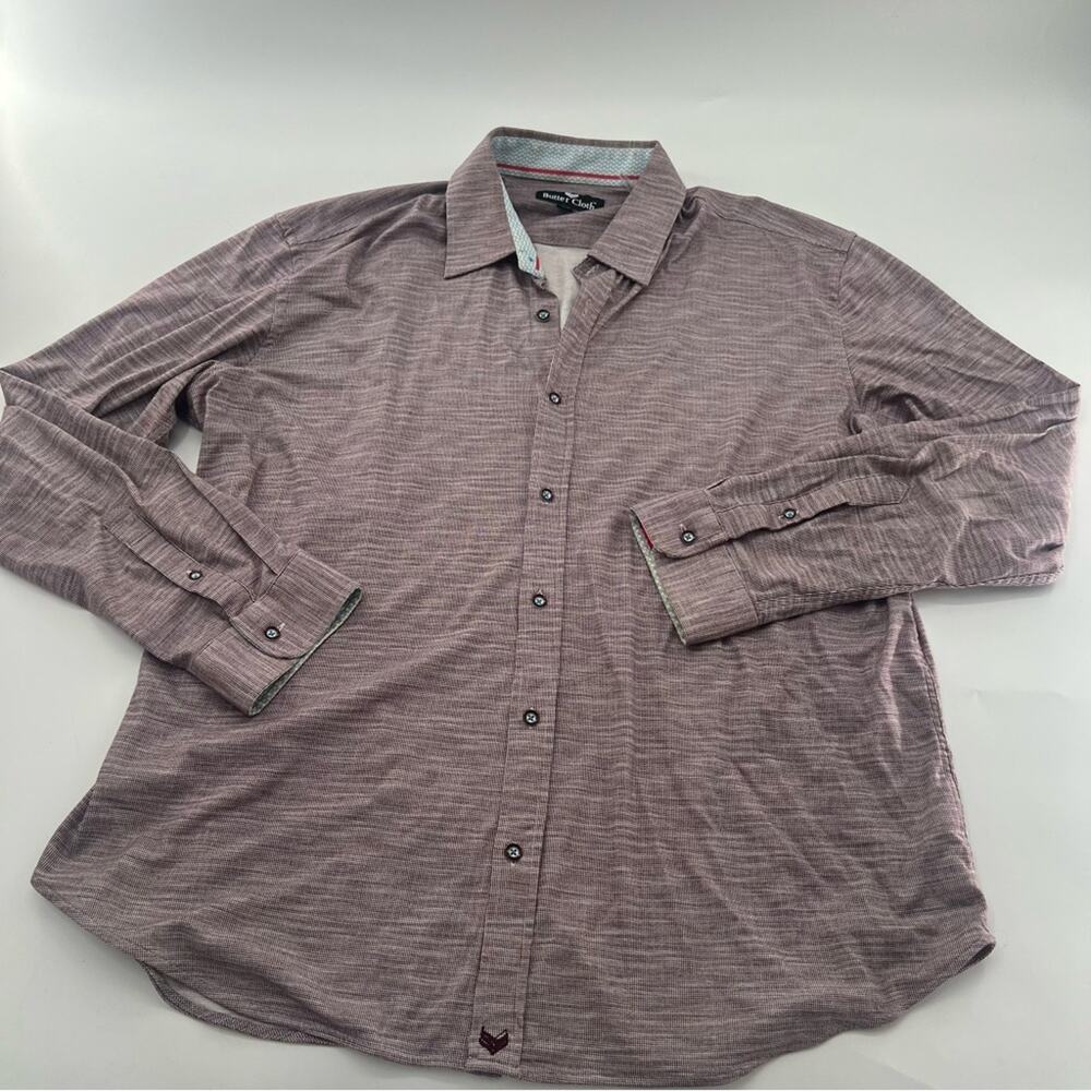 Buttercloth Men’s Long Sleeve Button Up Shirt Maroon